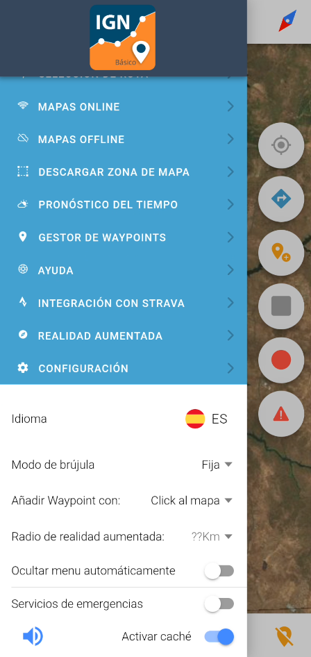 Menú principal de la aplicación Mapas de España Básicos