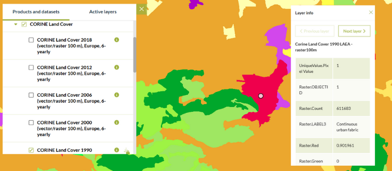 Mapa CORINE Land Cover del año 1990