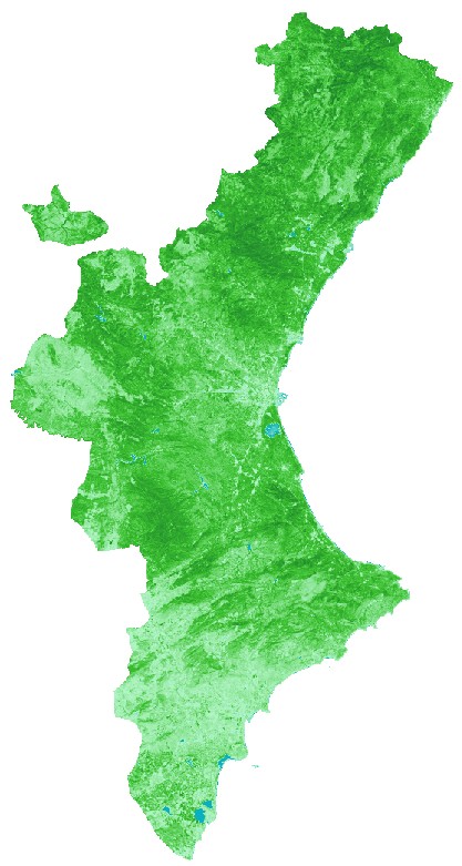 Ejemplo del índice NDVI en Comuniad Valenciana
