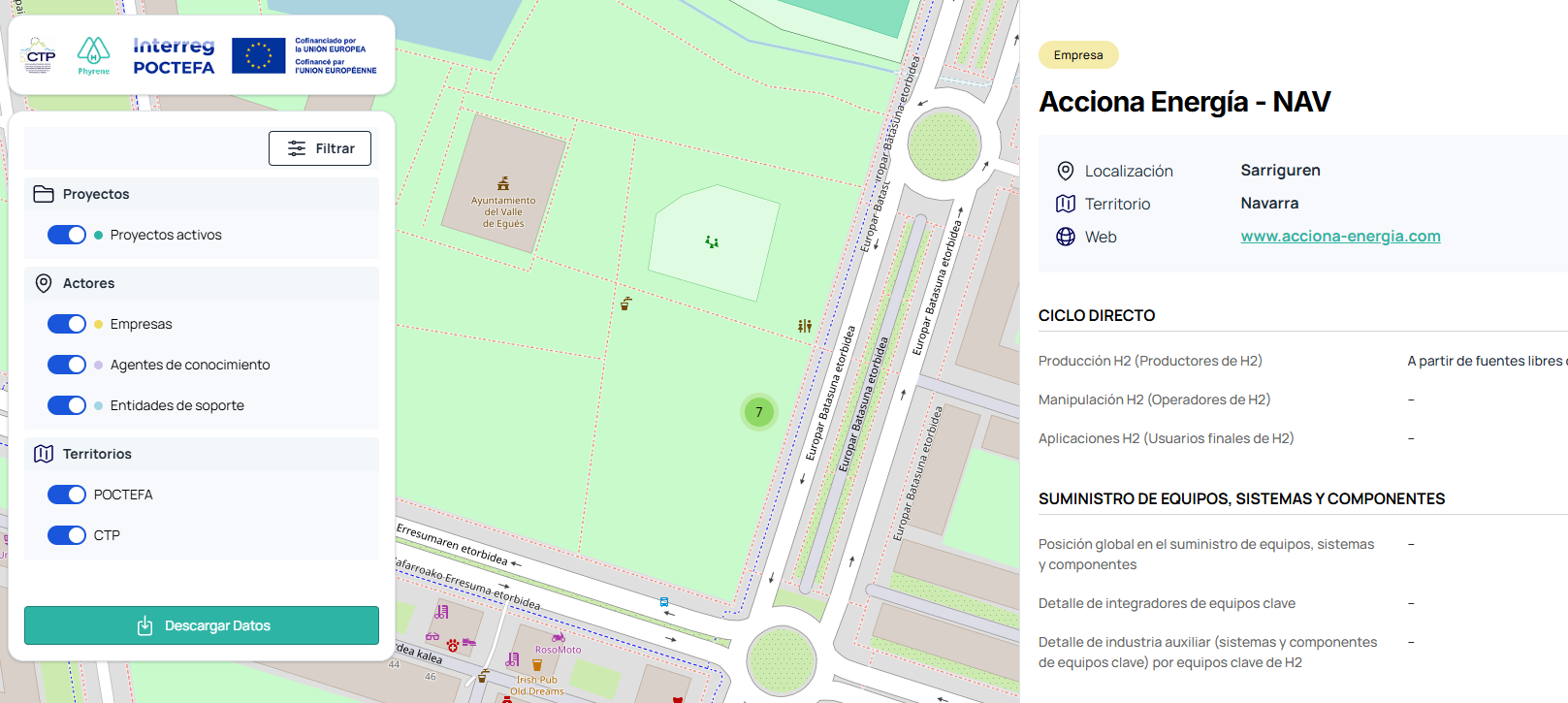 Geoportal del Hidrógeno: consulta de una empresa