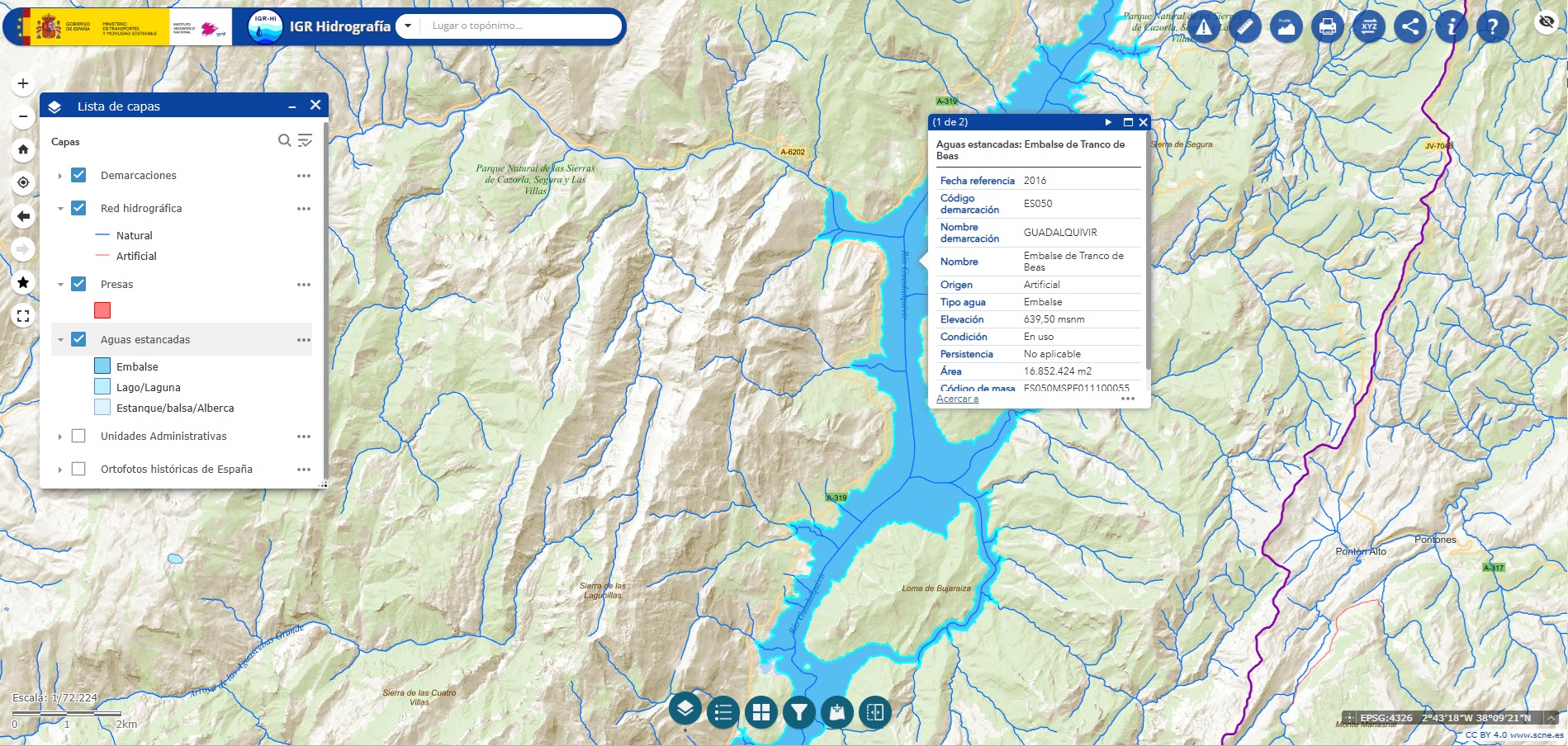 Visualizador de hidrografía del IGN