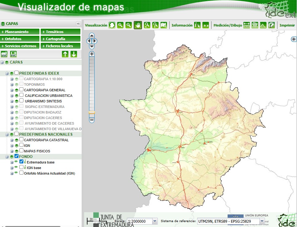 Visualizador de mapas del Geoportal IDEEX