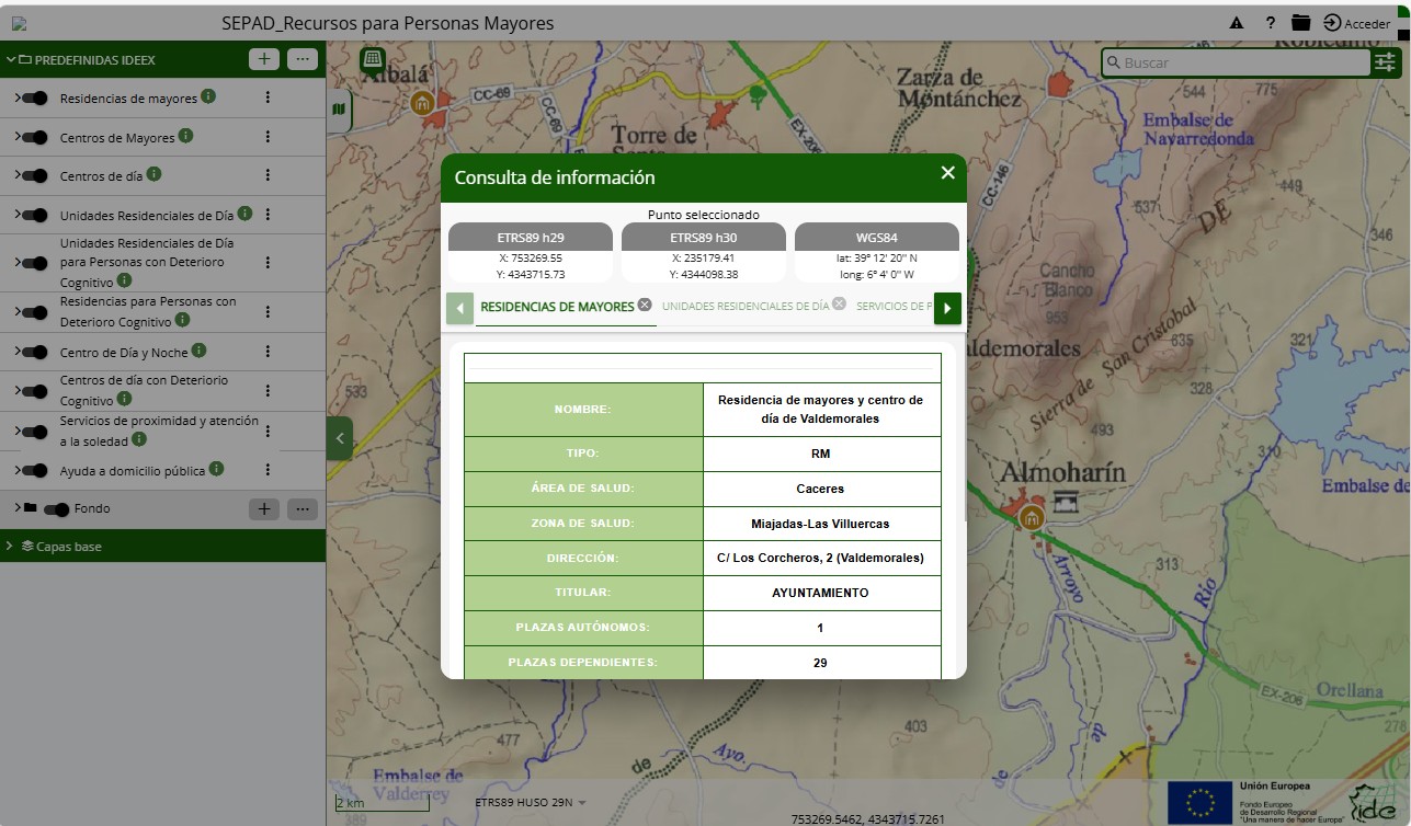 Consulta de información en el Visualizador SEPAD de IDEEX