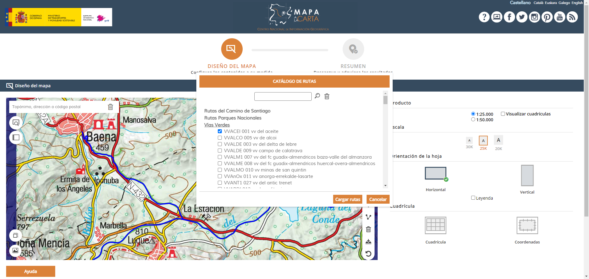 Vías Verdes disponibles en la aplicación Mapa a la Carta