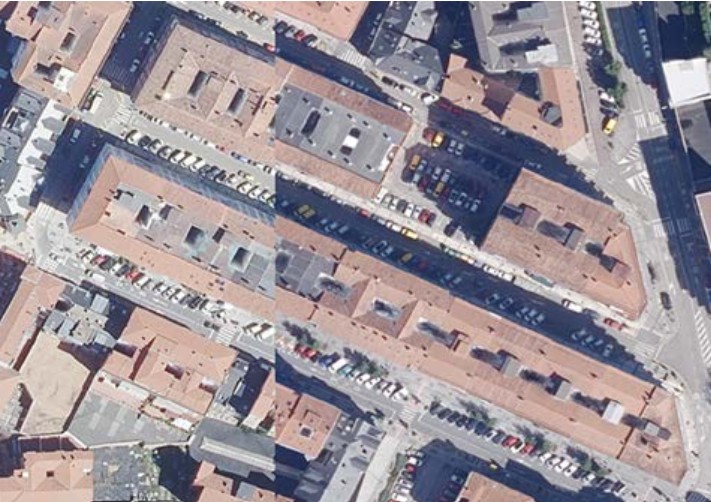 Comparación entre ortoimagen tradicional PNOA 2023 y ortoimagen verdadera 2024