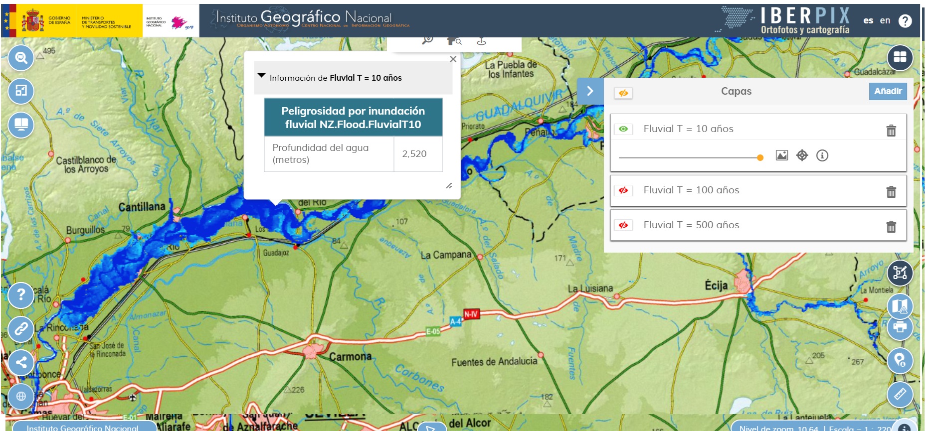 Mapa de peligrosidad por inundación fluvial