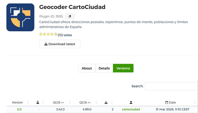 Versión 2.0 del plugin CartoCiudad aprobada por QGIS