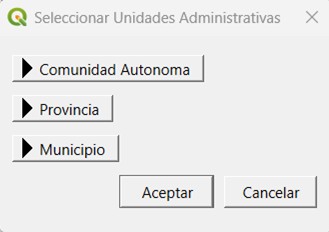 Selección de unidades administrativas en el plugin