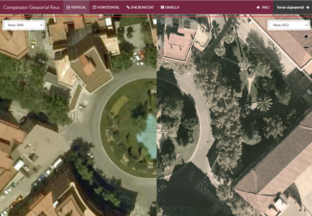 Comparador de imágenes históricas del Geoportal de Reus