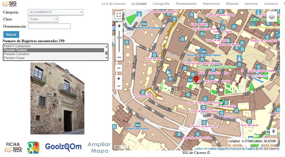 Visualizador 3D del Sistema de Información Geográfica del Ayuntamiento de Cáceres