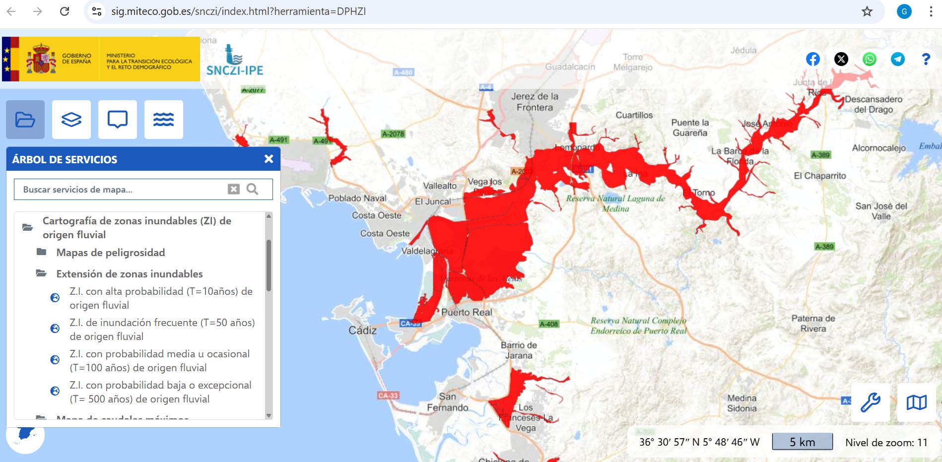Visualizador del Sistema Nacional de Cartografía de Zonas Inundables (SNCZI)