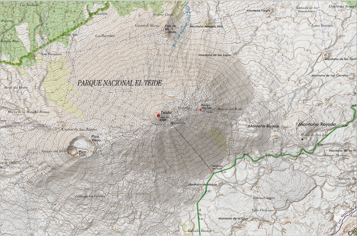 visualización del Teide en el mapa raster del IGN