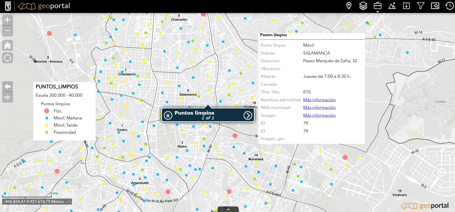 Mapa de puntos limpios fijos, móviles y de proximidad