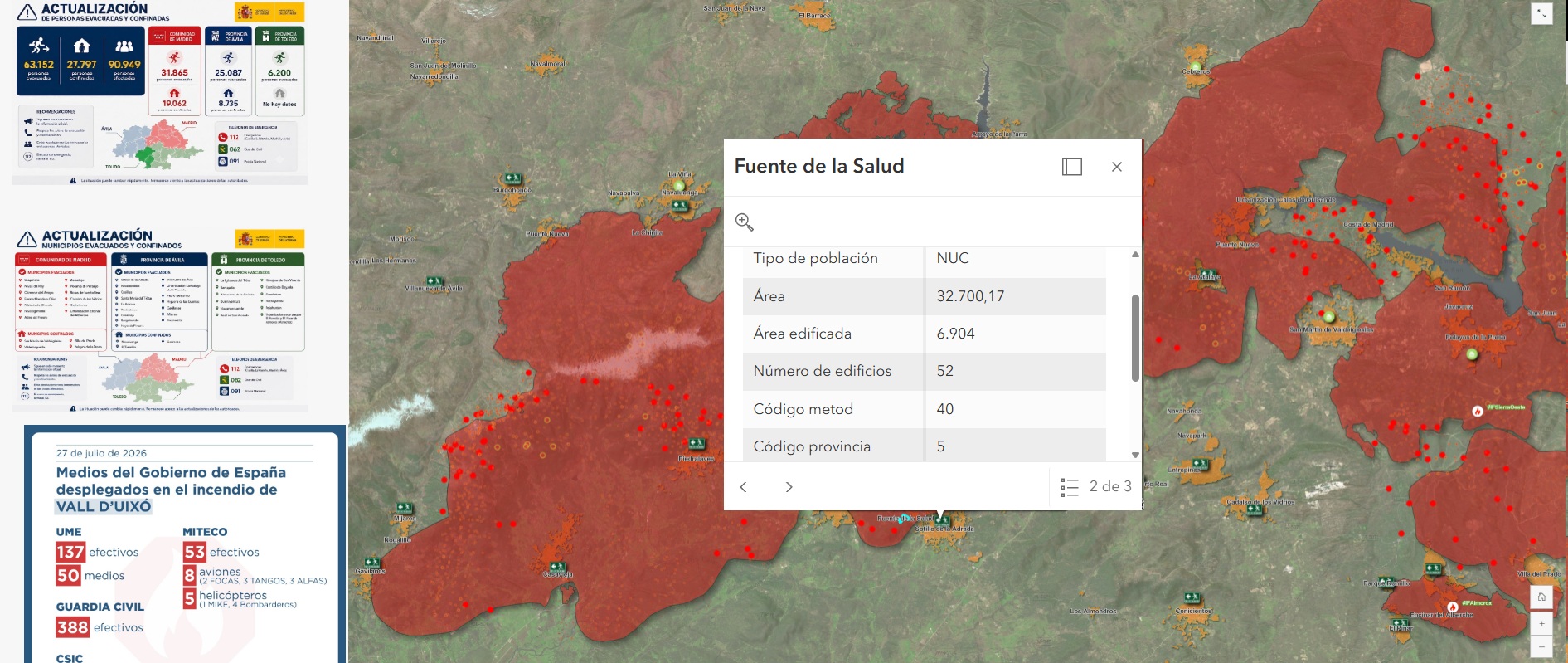 Mapa interactivo de incendios forestales en España